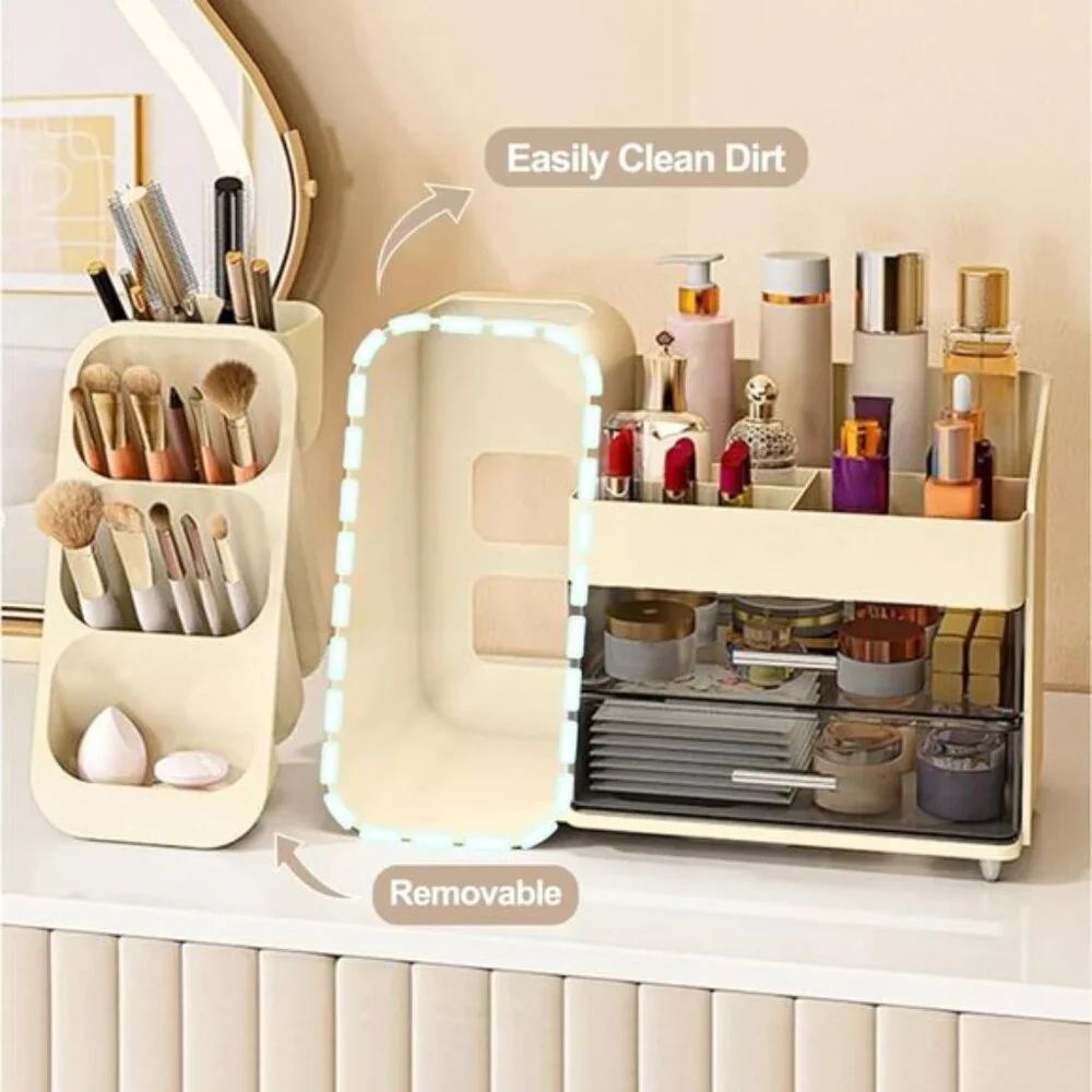 New Makeup Organizer with Drawer, Large Vanity Storage for Skincare & Cosmetics